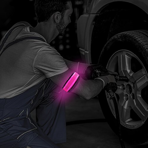 LEBOLIKE Cool LED Slap Armband Reflective Belt Wrist/Ankle Glow Band for Night Safety Cycling Jogging (PINK)