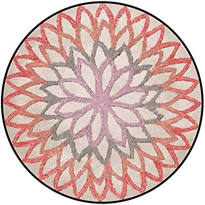 Fashion Nordic Abstraction Geometry Floral Area Rug, Lotus Print Floor Carpet for Sofa Couch Chair Tea-Table Mat for Living Room Bedroom Bathroom Kitchen 4ft/47 Orange