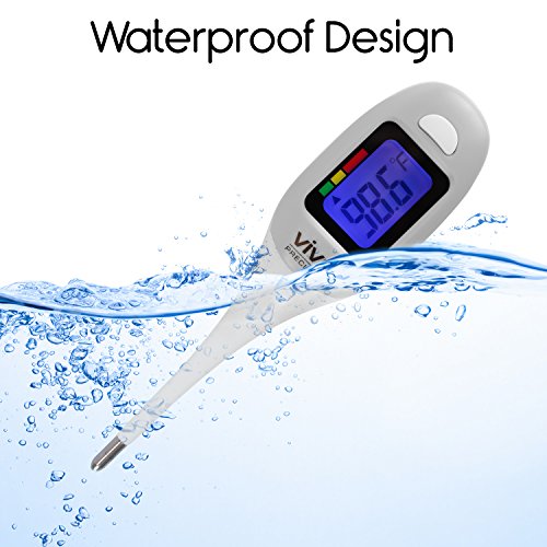 Vive Precision Digital Oral Thermometer - Large Display Axillary Temperature Fever Checker - Fast, Quick Reading, Accurate, Waterproof Electronic Basal Monitor - Medical Temp Detector - Babies, Adults