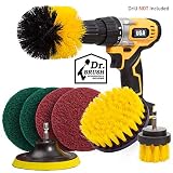 Holikme 8 Piece Drill Brush Attachment Set Scouring Pads Power Scrubber Brush Scrub Pads Cleaning Kit-All Purpose Cleaner for Bathroom Surfaces, Grout, Floor, Tub, Shower, Tile, Corners