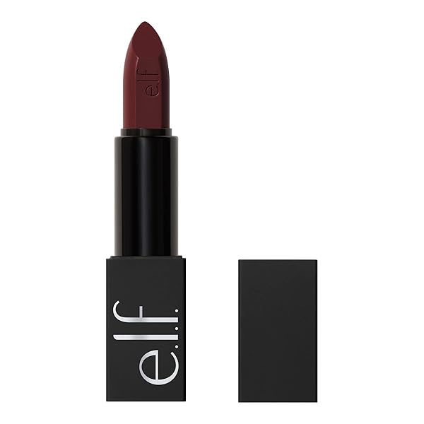 E.L.F. O FACE SATIN LIPSTICK, RICHLY PIGMENTED, NOURISHING & LONG-LASTING CREAMY LIPSTICK, INFUSED WITH JOJOBA, VEGAN & CRUELTY-FREE, SMOLDER