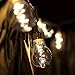 Finelady [New Nordic Design] LED Globe String Lights, Battery Operated Vintage Holiday Lights – 13 feet Jute String & 10 Clear Energy-efficient Bulbs, Warm White – Best for Weddings, cafes, patios.