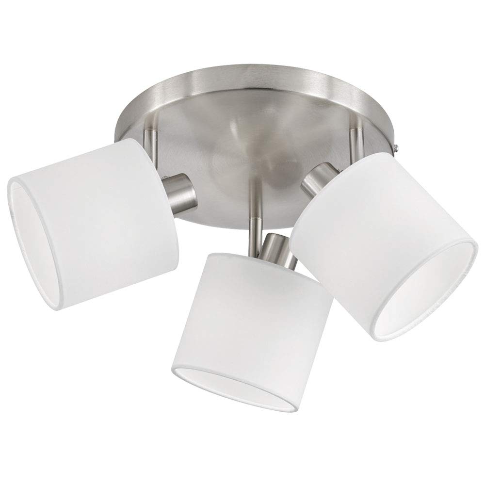 Reality Leuchten Tommy R80333901 Spotlight Bar Matte Nickel Fabric Shade White