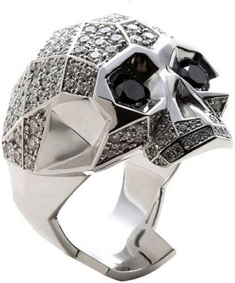 Forziani Skull Ring for Men Stainless Steel with Iced Out CZ - Ring Gift Box included - Size 7- More Ring Sizes 7-11 Available