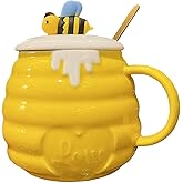 Mozacona Ceramic Mug Bee Honey Jar Relief Coffee Mug With Spoon