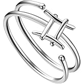 Besilver Women Adjustable Zodiac Ring Celestial Open Ring 925 Sterling Silver 18K Gold Plated 12 Constellation Double Band Statement Ring Horoscop Astrology Birthday Jewelry Mothers Day Gift