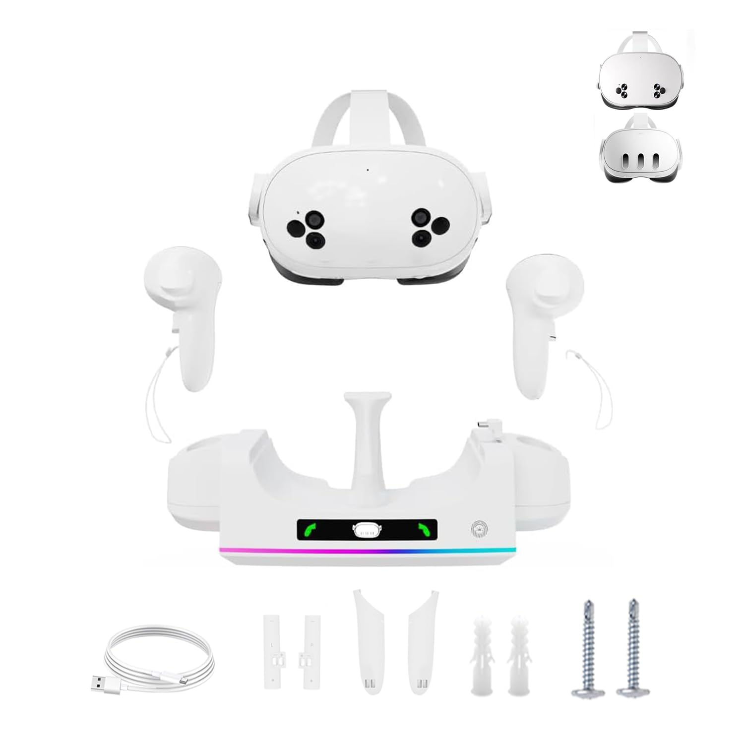Photo 1 of CBDYWVR Charging Dock Compatible with Meta Quest 3S/3 Accessories,Quest 3S Charging Dock with 2 Rechargeable Batteries & USB-C 2-3 Hour Fast Fill Headset and Controller, Touch Switch LED Display