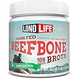 LonoLife Low-Sodium Grass-Fed Beef Bone Broth Powder with 10g Protein, 8-Ounce Bulk Container