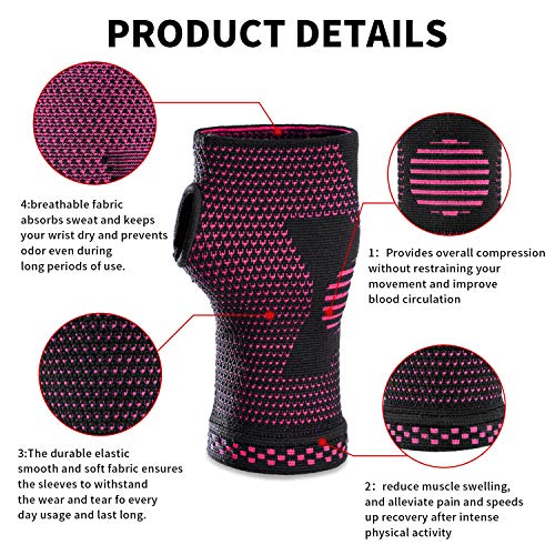 ABYON Wrist Compression Sleeves (Pair) for Carpal Tunnel and Pain