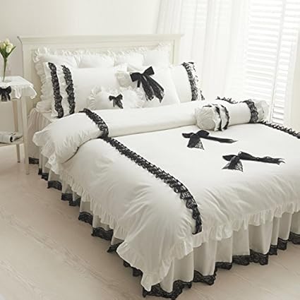 Amazon Com Lelva Cute Girls Black And White Bedding Set White