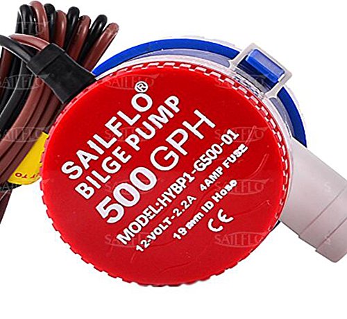 12V Boat Marine Plumbing DC Bilge Water Pump Submersible for Yacht RV SPA Pool (500GPH)