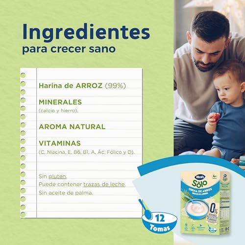 Hero Solo Papilla Crema de Arroz para Bebés Desde 4 Meses, 6 x 220 g