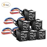 GOOACC 6 Pack Automotive Relay Harness Set 5-Pin 30/40A 12V SPDT with Interlocking Relay Socket and Harnesses,2 years Warranty