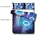 ARIGHTEX 3D Ocean Bedding Blue Jellyfish Duvet Cover Underwater Bedspread Deep Sea Bedding for Adult Kids (Twin)
