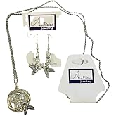 Hummingbird Nest Pendant & Earring Set - with 3 glass pearl eggs on a 24 inch stainless steel link chain