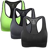 Mirity Women Racerback Sports Bras - High Impact Workout Gym Activewear Bra Color Black Grey Green Size L