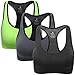 MIRITY Women Racerback Sports Bras - High Impact Workout Gym Activewear Bra Color Black Grey Green Size M