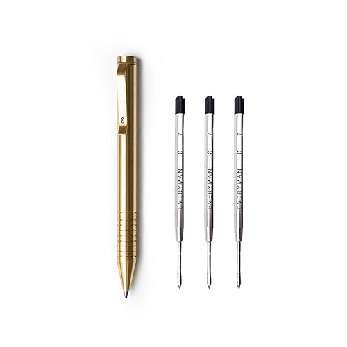 Everyman Brass Mini Twist Grafton Pen Ink Bundle, EDC Pen with