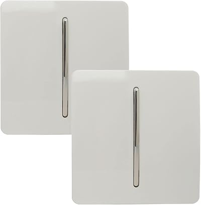 Trendi Switch 1 Gang 2 Way Glossy White Rocker Light Switch 10 Amp Pack