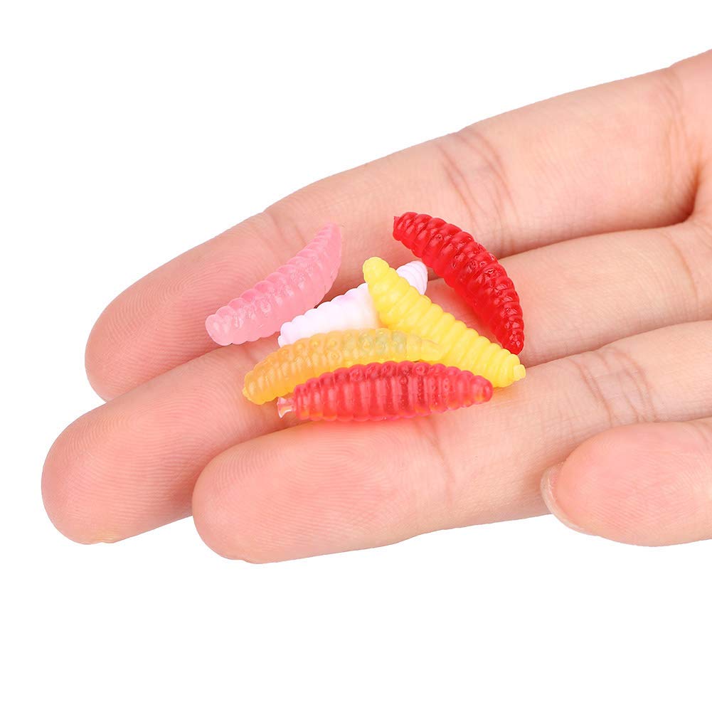 Alomejor 100pcs Mini Grub Worm Fishing Lures – 1.5-inch Soft Plastic Swimbaits for Bass, Trout, Panfish | Realistic Design, Saltwater & Freshwater Use | Pack of 100 Assorted Colors