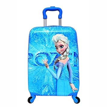 SGL Childrens Polycarbonate ABS Waterproof Frozen Printed Pattern Trolley Bag (Blue)