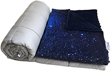 Hiseeme cool weighted blanket 60"x80", 15 lbs for Deep Sleep,Adult,Reduce Anxiety,Autism,and Sensory Processing Disorder Starry Star Printing