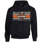 Harley-Davidson Men's Custom Iconic B&amp;S Fleece Pullover Hoodie - Solid Black
