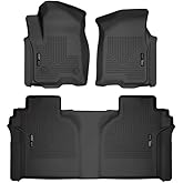Husky Liners Weatherbeater Floor Mats | Fits 2019 - 2025 Chevrolet Silverado &amp; GMC Sierra 1500; 2020-2025 Silv./Sierra 2500/3500 Crew Cab w/Carpet &amp; Underseat Stg | Front &amp; 2nd Row, 3-pc Black - 94021