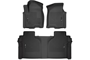 Husky Liners Weatherbeater Floor Mats | Fits 2019 - 2025 Chevrolet Silverado & GMC Sierra 1500; 2020-2025 Silv./Sierra 2500/3500 Crew Cab w/Carpet & Underseat Stg | Front & 2nd Row, 3-pc Black - 94021