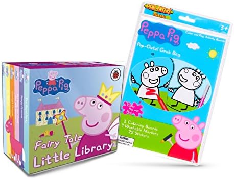 Peppa Pig Board Books For Toddlers: 6 Mini Board Books Little Library Collection Bundle With Peppa Pop Outz Play Pack