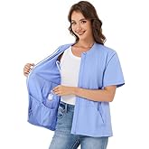 Post Surgery Mastectomy Shirt with Drain Pockets – Women’s Short Sleeve Zip Front Recovery Top with Elastic Pouches