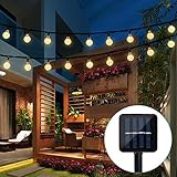 Globe String Lights, CMYK 20 Ft 30 Crystal Balls Waterproof LED Fairy Lights, Outdoor Starry Lights Solar Powered String Lights, Decorative Lighting for Home, Garden, Party, Festival (Warm White)