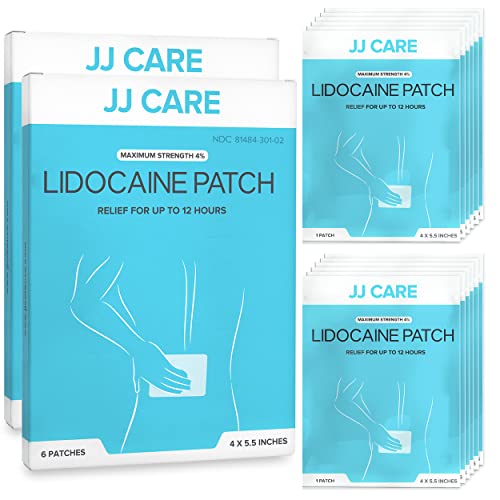 JJ CARE Lidocaine Patches Maximum Strength Pain Patches for Back Pain Relief Pain Relief