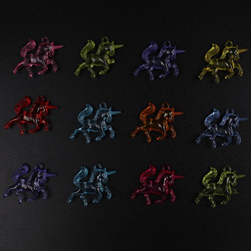 image for CoscosX 12 pcs Unicorn Acrylic Necklace Pendant Jewelry Making Supplie