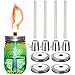 Mason Jar Tabletop Torch Kits,4 Pack Regular Mouth Lids,4 Long Life Torch Wicks and Caps Included,Oil Fuel Lamps for Patio Table Top Torch Lantern(No Jar)