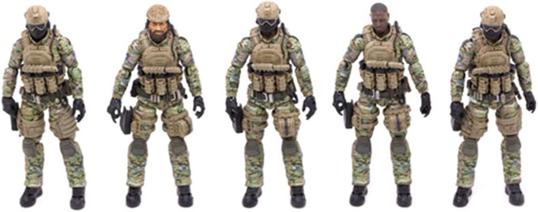 NEDTO 1/18 Soldier Action Figures, 5Pcs 4-Inch Military Soldiers Special Forces Army Man Action Figures Playset with Weapons and