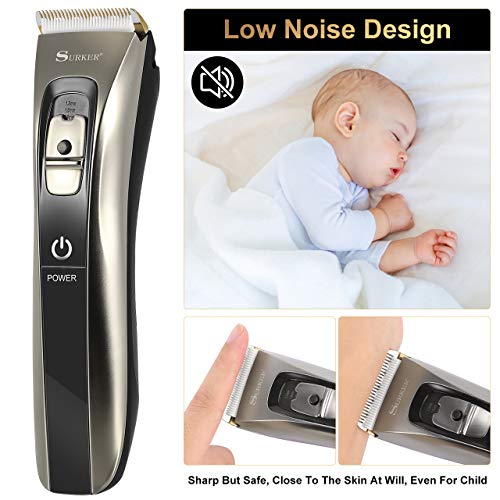 Aiemok Cortapelos Profesional, Ultra silenciosa Recortadora de Barba y Pelo, Recargable Máquina Cortar Pelo Cuchilla Titanio Cortapelos Hombre con 4 Ajustes de Longitud, Pantalla LCD, Traje Familiar