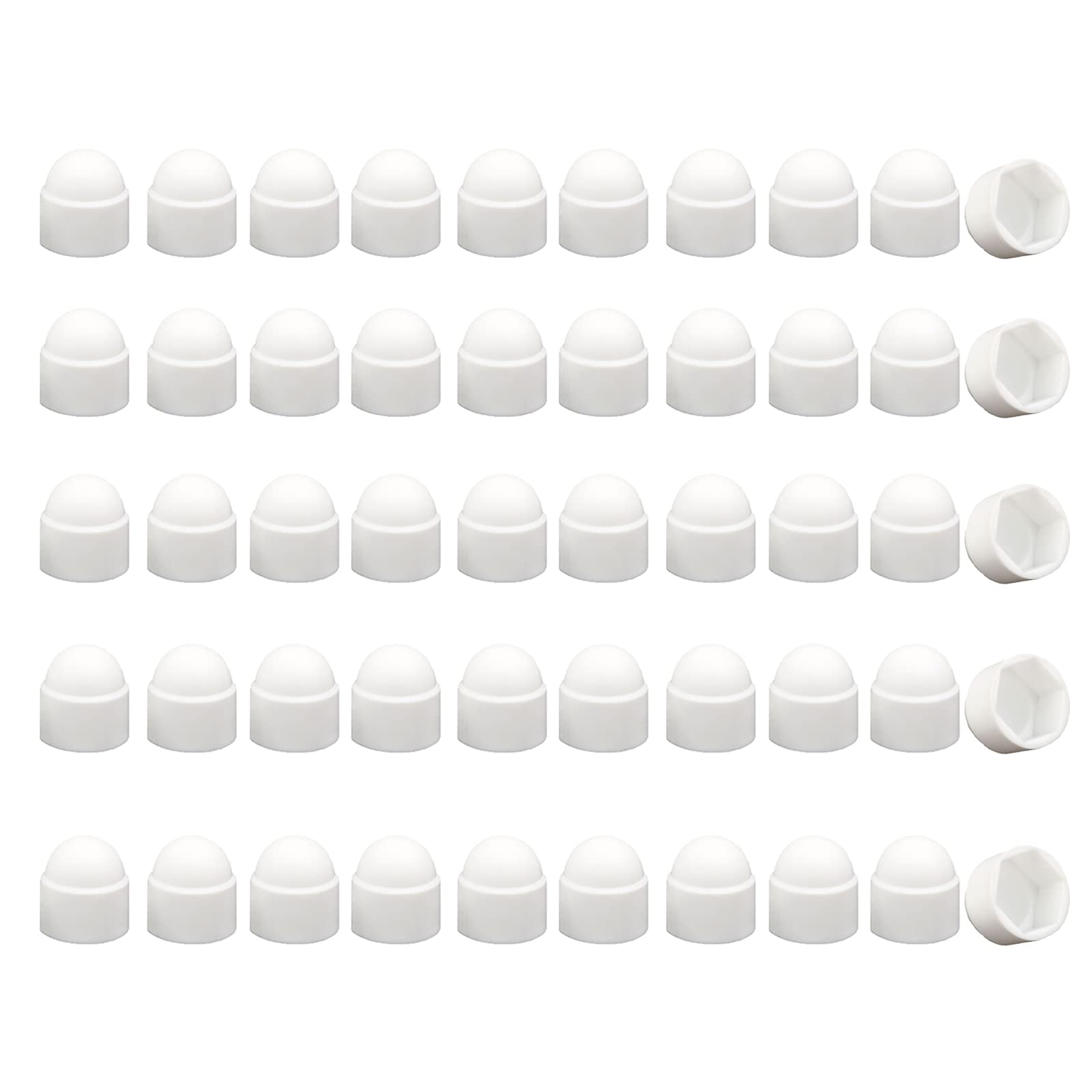 100 Pcs Hex Nut Cover, M8 x 13 mm White Bolt Dome Caps Covers,Plastic Dome Bolt Nut Protection Caps Cover for Bolts,Hex Hexagon Screws