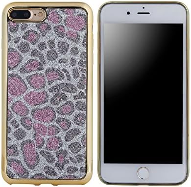 Sexy Leopard Pigeon Paste Gradient Colorful Slim Lightweight Soft Soft Shock Absorb Soft TPU Apple iphone 7 Plus Protective Case(Gold + pink leopard pattern)