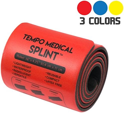 TEMPO MEDICAL SPLINT For Immobilization First Aid Kit for Neck, Leg, Knee, Foot, Wrist, Hand, Arm Injuries Lightweight, Flexible, Washable, Reusable 36" x 4.25"
