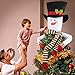 D-FantiX Snowman Christmas Tree Topper, Large Top Hat Scarf Snowman Tree Topper Hugger Outdoor Indoor Christmas Decorations Xmas Holiday Home Decor White