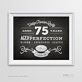 Andaz Press Milestone Birthday Wall Art Poster Signs, 75th Birthday Gifts, Decorations and Party Decor, Vintage 75 Years Chalkboard Print, 1-Pack
