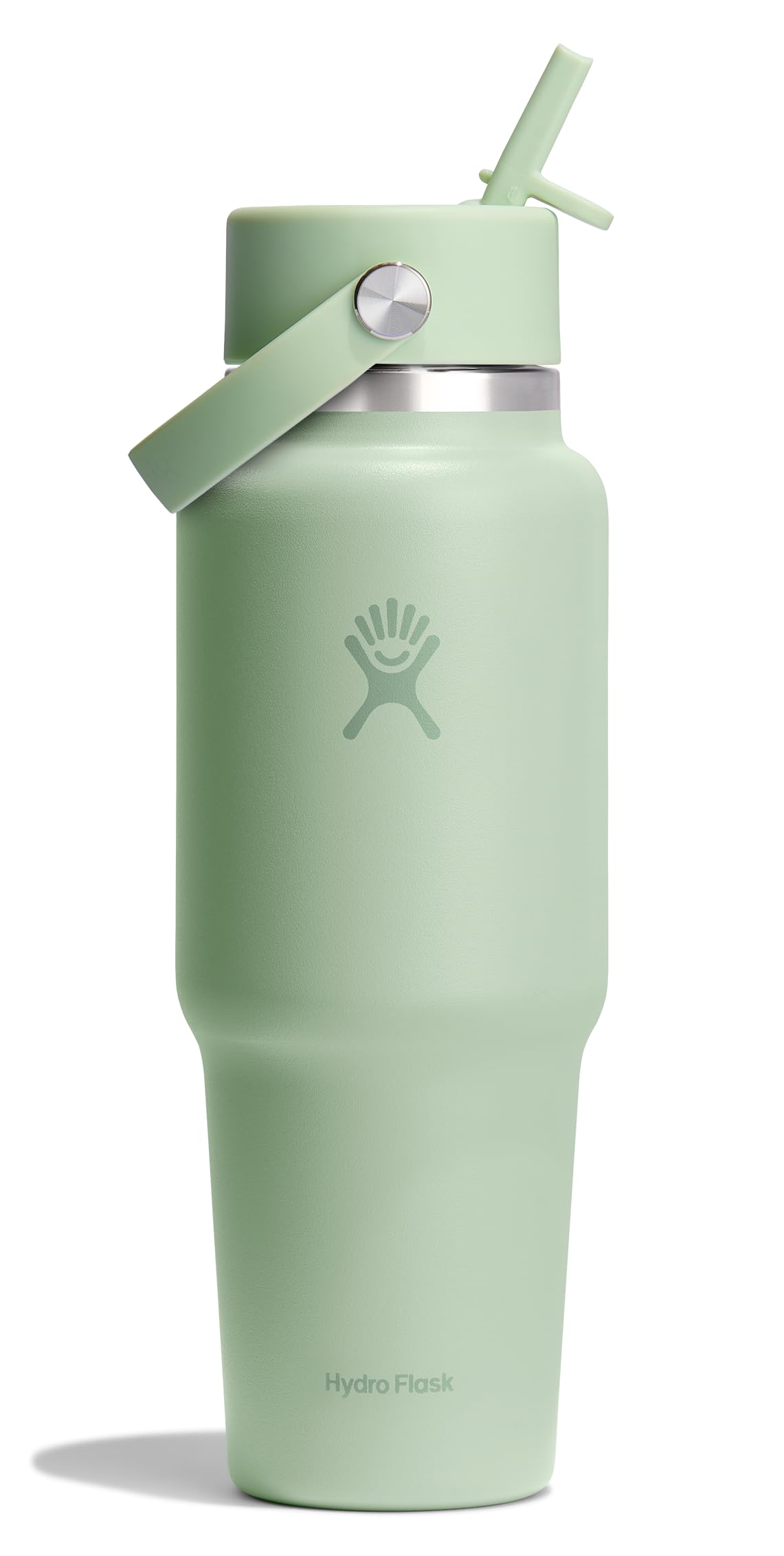 Hydro Flask Travel Water Bottle - Insulated Stainless Steel - Wide Straw Lid, Non Spill, Leakproof in 32 Oz Aloe Green Image