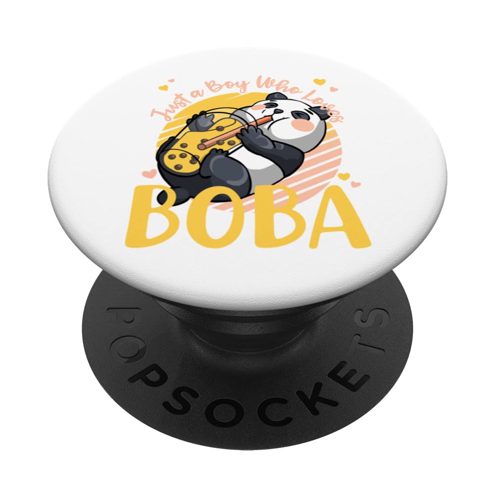 Just a Boy who Loves Boba and Panda's Cute Anime Graphic PopSockets Swappable PopGrip