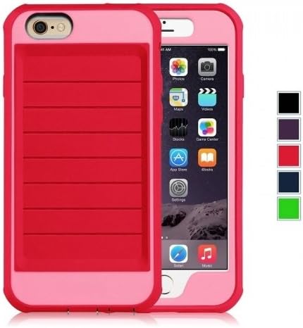 Iphone 6 Plus Case, 3 in 1 Combo Hybrid Defender High Impact Body Armor Hard Pc &amp; Silicone Case Protective Cover for Apple Iphone 6 Plus 5.5 Inch (TOUGH SUIT Magenta/Pink)