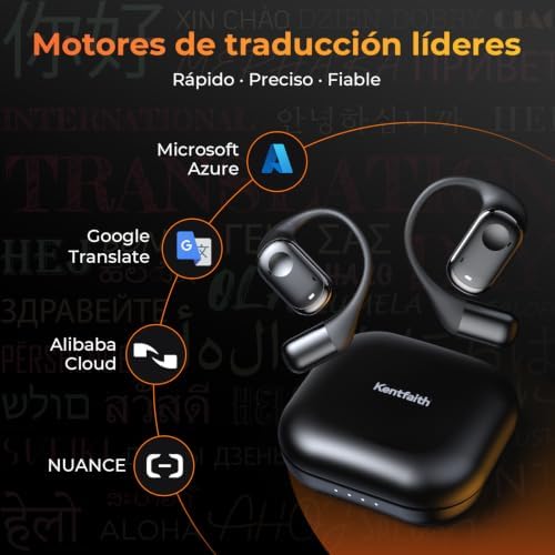 Auriculares de traducción de Idiomas AI, Auriculares traductores 3 en 1 Bluetooth 5.3 con 150 Idiomas, 98% de precisión, traducción en Tiempo Real 0.3s, Soporte sin conexión para Viajes