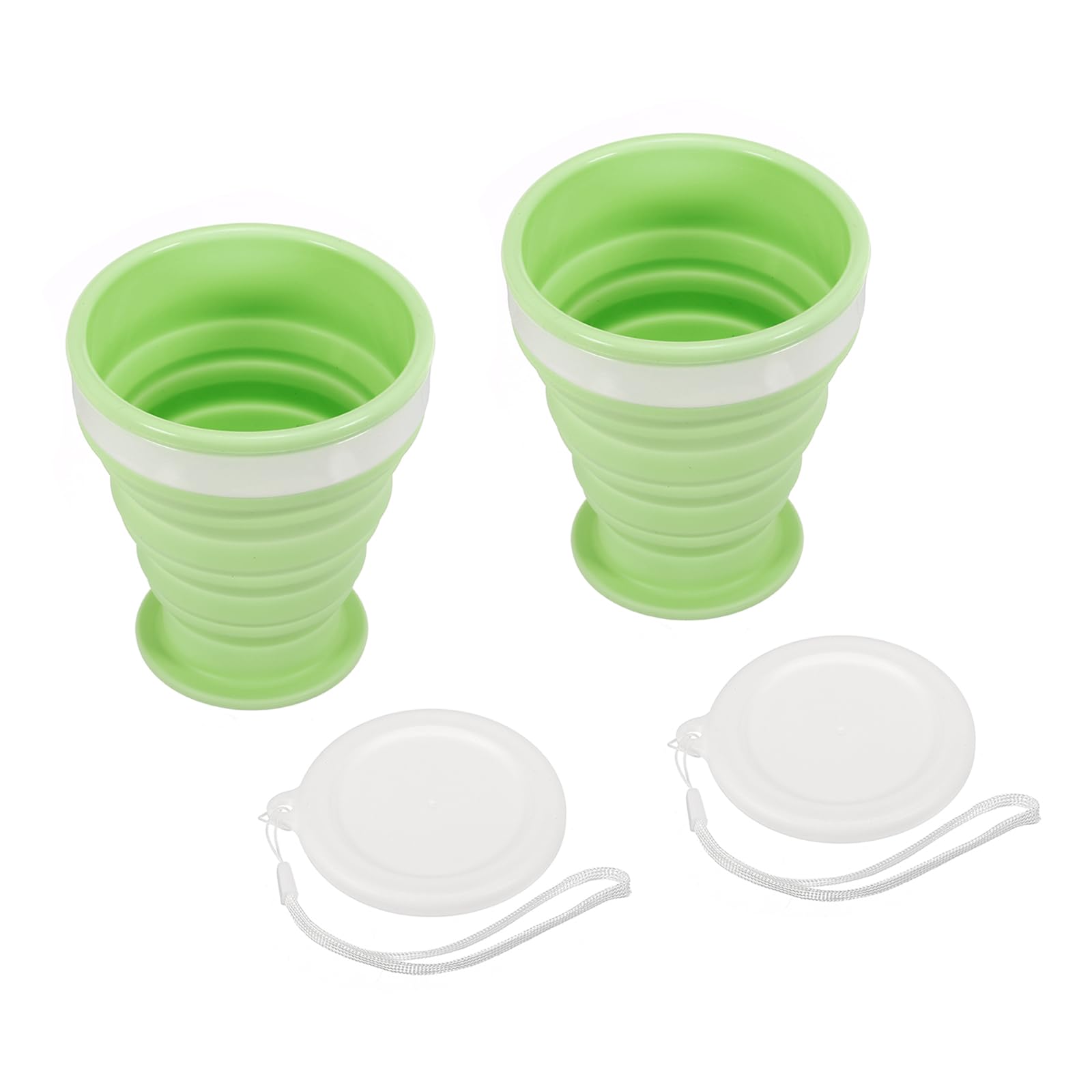 PATIKIL Collapsible Cup, 2 Pack 200mL Travel Folding Cup Silicone Portable Drinking Cup for Camping Hiking Outdoors, Green