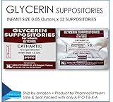 Glycerin Suppositories (Infant size 1.5 Gm. X 12 Suppo in foils) Convenient with no-mess applicators for Infant and Predriatric Occasional Laxative Apply In a newborn
