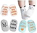 Land of Luna Unique Baby Shower Gift Set 4 Pairs Baby Newborn Socks 0-12 months Non Slip Unisex Anti-skid Quote Socks