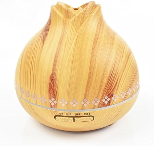 Blisse Essential Oil Diffuser, Rose Gold Diamond trim, Bamboo Wood color, Rose shape, Ultrasonic Aromatherapy Humidifier, modern style, Ultra Quiet, 7-color LED Light, Cool Mist, Child &amp; Pet Safe